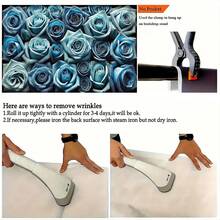 Blue Roses & Pearls Delicacy - 8x6ft Polyester Party Banner, Versatile Decor For Holidays, Home, Garden, Studio Celebrations - Vibrant Colors - 如圖所示 - 查看 8
