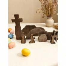 Wooden Easter Resurrection Scene & Cross Decor Set, Jesus Tomb Tray, Nativity Scene Decoration, Suitable For Religious Places, Home Office Desktop, Christian Gifts, Figurine Decor, Easter Dinner Table Decoration, Mothers Day Gift, Birthday Gifts For Moms - Brown - View 7