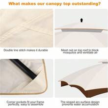 10x12 Canopy Replacement Top, Double Tiered Gazebo Cover With Air Vent Heavy Duty, Waterproof Gazebo Roof With Upgraded 300D Polyester For Outdoor Patio Garden Canopy, Beige - 圓頂 + 米色 - 查看 3
