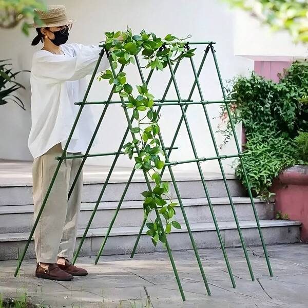 28pcs/Set Durable Garden Support Stake Kit, Includes 12 Metal Core Brackets, 3 A-Type Clips, 6 Connectors, 7 Universal Clips, Anti-Corrosion Easy To Insert, Suitable For Various Plants, Fruits & Vegetables, Patio Balcony Garden Essential Stable Supports
