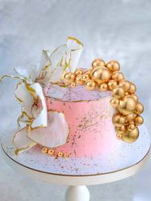 20 Gold Spherical Cake Topper Balls, Round Gold Cake Fan Shape, Foam Cake Ball Decorative Balloons Cupcake Salute Spherical Cake Toppers, For Wedding Birthday Cake Decoration Supplies - Multicolor - View 8