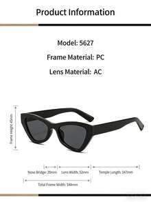 1 chiếc kính mắt mèo kiểu retro Châu Âu và Mỹ thời trang Y2K, kính thời trang PC nhẹ, đa năng, phù hợp cho mọi mùa. - Nhiều màu - Xem 5