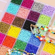 1 Hộp 24 Hạt cườm thủy tinh 3mm màu sắc thời trang, bộ dụng cụ tự làm trang sức, phụ kiện hạt cườm rời - Bộ hạt cườm 3mm - Xem 5