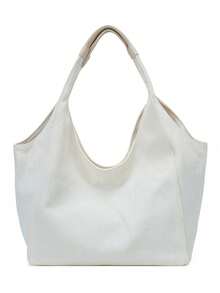 一件装黑白条纹帆布大容量敞口休闲单肩包，适合女性日常通勤。 - 彩色 - 查看 14