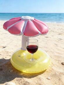 Floating Dual-Color Mushroom Umbrella Cup Holder, PVC Inflatable Water Floating Beverage Cup Coaster - A - View 4