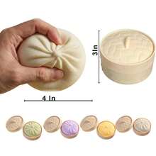 1/4 Pcs Daily Stress Relief Toy, Colorful Dumpling Squeeze Ball, Sensory Fidget Toy, Squeeze Dough Ball Stress Relief Hand Toy, Elastic Tabletop Toy With Food Steamer, Game And Party Favor, Suitable As Gift Or Party Favor(Colors Are Dispatched Randomly.) - 彩色 - 查看 7