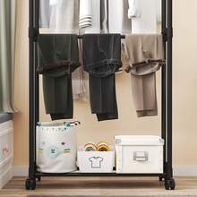 Tendedero plegable de gran capacidad - Tendedero de ropa con compartimento de almacenamiento. Diseño ajustable y plegable para ahorrar espacio. Adecuado para guardar ropa, zapatos, sombreros y accesorios. Fácil de instalar. Adecuado para dormitorio, dormitorio y balcón. - Multicolor - Ver 5