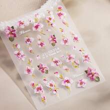 Spring & Summer Gold Framed White Floral Pattern Nail Art Stickers Set, Self-Adhesive Decorative Tools, Nail Jewelry Accessories - Multicolor - View 8