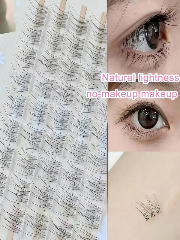 120pcs Fish Tail Fake Eyelashes, Baby Curl, Natural Look For Everyday Wear, Lash Extension Without Stem, Glue-Free, Easy To Wear