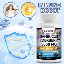 Sambucas Elderberry Capsules, Suitable For Both Men And Women, Each Serving Contains 5000 Mg Of Elderberry Extract, Vitamin C, And Zinc. An Immune And Energy Support Formula, 120 Capsules. - 1 瓶 - 查看 1