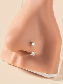 1 Stück modischer Nasenring aus Edelstahl in Herzform mit funkelndem Zirkonia-Stein, geeignet für den täglichen Körperschmuck von Frauen, Geschenk für Freunde (Hinweis: Stift-Durchmesser 1mm) - Verschiedenfarbig - Übersicht 3