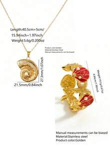 VceTd 一套海洋度假风格首饰套装，采用海洋元素设计，不锈钢材质，适合女性海滩度假、日常生活或通勤佩戴，也可作为节日礼物赠送给亲朋好友。 - 金黃色 - 查看 14