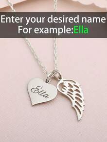 1 chiếc vòng cổ hình cánh thiên thần khắc tên và mặt dây chuyền hình trái tim, trang sức nữ phong cách Boho thanh lịch, vòng cổ tùy chỉnh, tên tùy chỉnh, vòng cổ nữ, trang sức nữ, quà tặng Ngày của Mẹ, quà tặng Ngày Valentine, quà tặng cá nhân hóa - Nhiều màu - Xem 11