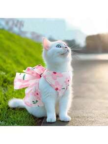 送一条宠物牵引绳，猫狗公主风毛绒玩具，蓝色猫咪银色渐变泰迪熊博美犬，胸背牵引绳 - 粉色 - 查看 5
