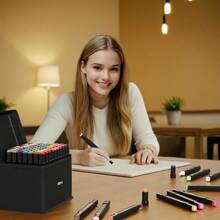 Bộ bút dạ hai đầu 12/24/36/48/60/80/100/120/168 màu, bút dạ hai đầu, vẽ minh họa màu, vẽ tranh, graffiti, truyện tranh, thiết kế dành cho người lớn, văn phòng, nghệ sĩ, quà tặng Giáng sinh, Năm mới, quà tặng tựu trường. - Bộ bút dạ nhiều mảnh - Xem 5