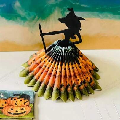 Giá đỡ khăn ăn hình phù thủy không dùng điện, giá đựng khăn ăn hình phù thủy bằng acrylic kiểu mộc mạc dành cho Halloween, thích hợp để trang trí bàn ăn trong nhà bếp và phòng ăn vào các dịp lễ, không cần nguồn điện, không có lông vũ, phù hợp với phụ kiện trang trí Giáng sinh và các ngày lễ khác.