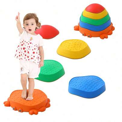  Ubravoo 5Pcs Stepping Stones For Kids,Non-Slip Plastic Toddler Balance River Stones For Promoting Children's Coordination Skills Obstacle Courses Sensory Toys For Toddlers Indoor Or Outdoor Play Equipment