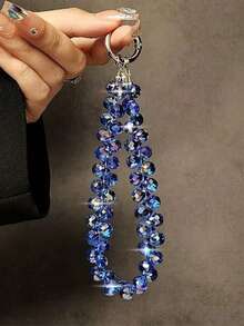 Phone Lanyard With Premium Crystal Beads, Handbag Chain, Short Lanyard, Card Holder Phone Case, Keychain And Bag Accessories, Perfect Gift For Back To School, Mother's Day And Valentine's Day - Royal Blue - View 1