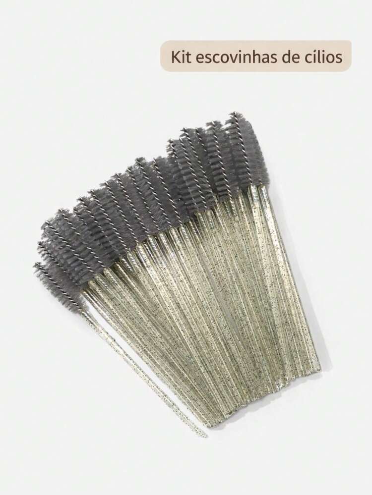 Wholesale Glitter Brush Kit For Eyelash Extensions, Eyebrows, And Micropigmentation - Disposable Brush Kit For Eyelashes And Eyebrows – Hygiene And Precision - 銀色 - 查看 1