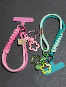 二合一可调节斜挎手机挂绳，结实耐用，简约时尚男女通用相机串珠挂绳，撞色设计，长款和短款可选，带胸垫 - 彩色 - 查看 3