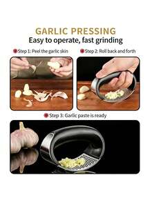 1pc Manual Stainless Steel Garlic Crusher Mincer, Kitchen Garlic Press, Ring Shaped Manual Garlic Press Masher, Multi-Function Squeezer Tool, Easy To Clean Kitchen Tool For Quickly And Effectively Crushing Garlic, Vegetable Mincer, Vegetable Cutter, Kitchen Slicing Tool, Kitchen Tool. - Multicolor - View 5