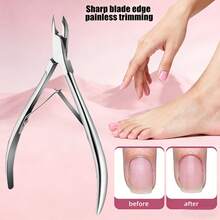 Cortaúñas de acero inoxidable con hojas plateadas, juego de herramientas de cuidado de uñas profesional, mango antideslizante para recortar cutículas, hojas duraderas y afiladas, cortaúñas, removedor de callosidades para pies y manos, herramienta de belleza para salón y hogar - Alicates para cutículas - Ver 3