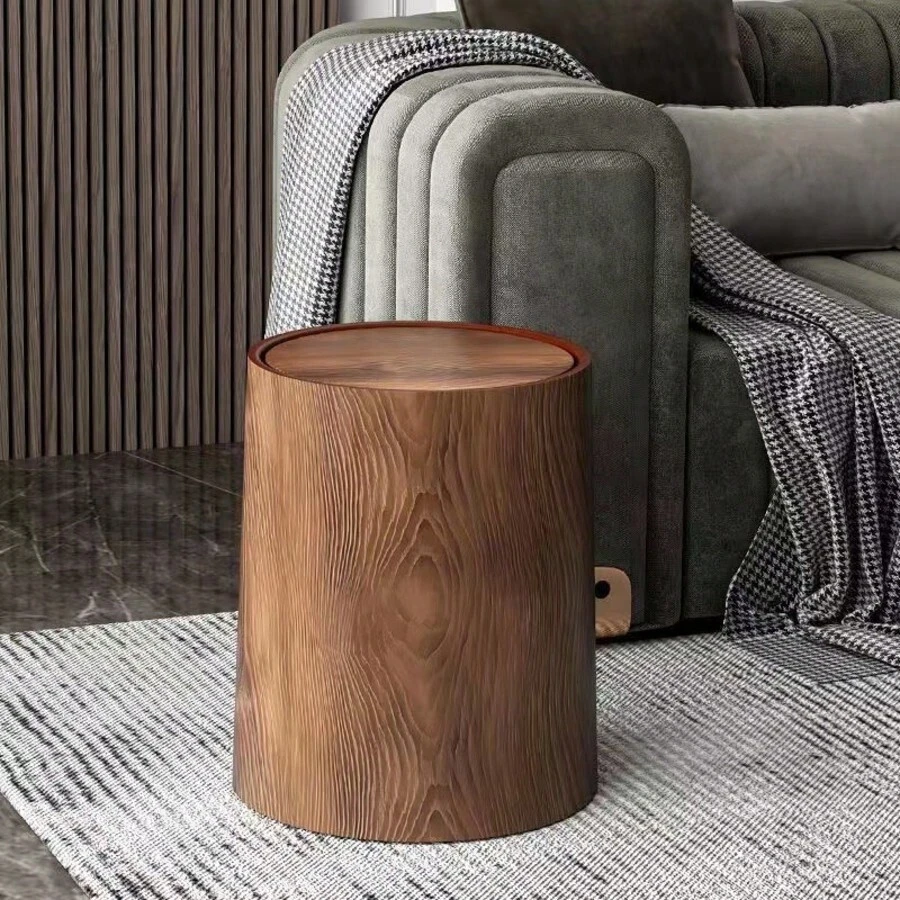 Faux Wood Grain Bathroom Trash Can, Compact & Durable Plastic Garbage Bin With Built-In Handle, Easy To Clean, Rust-Resistant, Space-Saving Design, Suitable For Bathroom, Laundry Room And Small Home Office - Multicolor - View 1