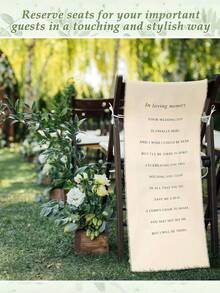 2pcs "In Loving Memory" Memorial Wedding Ceremony Signs With Clips, Commemorative Chair Signs, Condolence Gift, Wedding Ceremony Fabric Chair Decor (White, Plush Fabric) - White (brushed) - View 4
