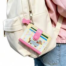 Cute Puppy Coin Purse Embroidery Rose-Pink Pu Leather Card Holder Purse Versatile Cartoon Coin Pouch Daily Use Gifts Woman - Multicolor - View 1