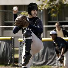防撞守门员头盔，成人训练棒球防护装备，足球守门员 - 彩色 - 查看 1