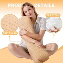 Plush Long Leg Pillow For Women, Pregnancy Side Sleeper Cylindrical Pillow, Removable & Washable Memory Foam Round Pillow, Neck Pain Relief Cervical Pillow, Cylindrical Pillow, Removable Pillowcase, Sleep Neck Pillow, Velvet Polka Dot Birthday/Holiday Gift - Grey - View 4