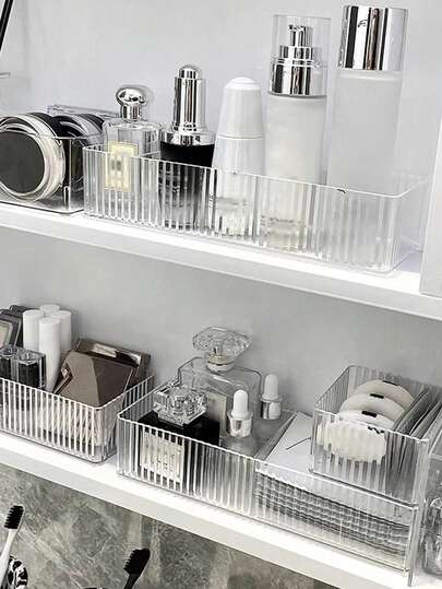 1pc Mirror Cabinet Storage Box, Suitable For Cosmetics, Vanity, Skincare, Lipstick, Jewelry, Bathroom Organizer, Beach Vacation, Bathroom, Bedroom, Large Capacity