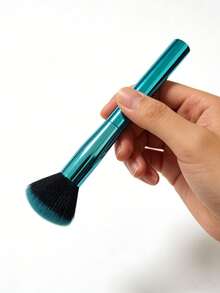 1pc Blue-To-Green Ombre Powder Brush - Featuring Premium, Soft Synthetic Fibers, This Large, Fluffy Face Brush Is Ideal For Applying Blush, Contour Powder, And Setting Powder. - Multicolor - View 6