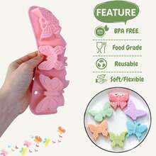 1/2pcs Butterfly Shaped Silicone Chocolate Mold, 3D Butterfly Chocolate Candy Mold In Different Shapes, Suitable For Spring And Easter - Multicolor - View 5