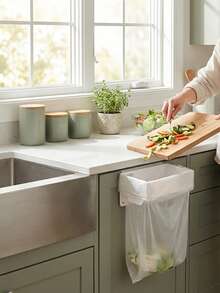 Soporte plegable para bolsas de basura de cocina montado en la pared, adecuado para habitantes de espacios pequeños, amas de casa y entusiastas de la cocina, se puede instalar en puertas de gabinetes de cocina, tocadores de baño, salas de almacenamiento y otras áreas confinadas - A - Ver 5
