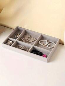 1/4件装天鹅绒首饰托盘，多隔层戒指耳环项链展示收纳托盘，桌面首饰收纳架 - 彩色 - 查看 6