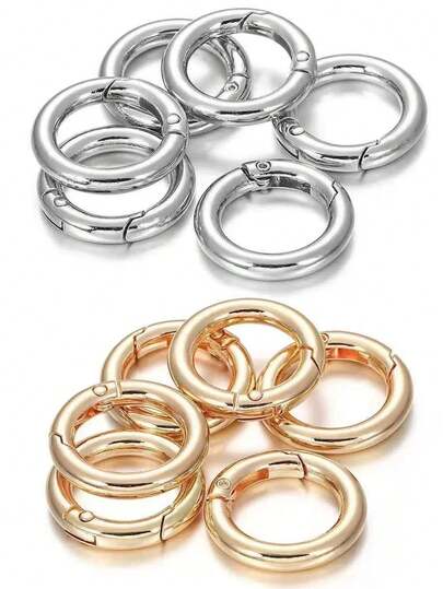 12pcs Round Spring Snap Hooks, DIY Keychain, O-Ring Clasps, High-Quality Metal Handmade Accessories, Suitable For Bag Charms, Outdoor Carabiners, Keychains, Wallets And Multi-Purpose Clips