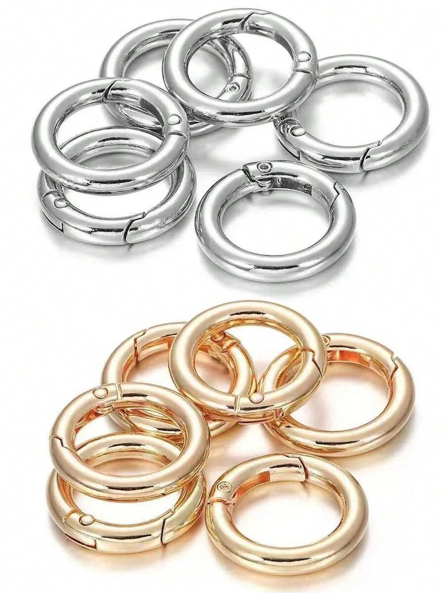 12/18/24 pièces Boucles de ressort rondes, Porte-clés DIY, Boucle de chaîne en forme de O, Matériau en alliage de zinc premium, Accessoires d'artisanat en métal durable à dégagement rapide, Convient pour les breloques de sac, les boucles d'escalade en extérieur, les porte-clés, les portefeuilles et les fermoirs multifonctionnels, Facile à ouvrir et à fermer, et anti-perte, Surface lisse