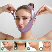 V-Face Lifting Mask, Adjustable Design Effectively Reduces Double Chin, Tightens The Face, Breathable And Skin-Friendly, Shaping Bandage, Reusable - Màu tím xám nhạt [Kéo và ấn] - Xem 1
