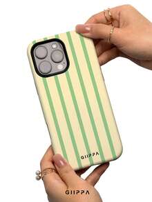 GIIPPA 这款米色底绿色条纹图案手机壳，适用于 17 Pro Max，也适用于 16 Pro Max、15 Pro Max、14 Pro Max。它是一款时尚有趣的韩版手机壳，兼容 11/12/13/14/15/16 Pro Max Plus。优雅的设计男女皆宜，是圣诞节、情人节、复活节、婚礼季和生日送给女友的理想礼物。 - 綠色 - 查看 4