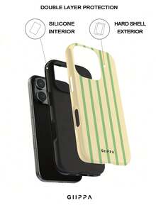 GIIPPA 这款米色底绿色条纹图案手机壳，适用于 17 Pro Max，也适用于 16 Pro Max、15 Pro Max、14 Pro Max。它是一款时尚有趣的韩版手机壳，兼容 11/12/13/14/15/16 Pro Max Plus。优雅的设计男女皆宜，是圣诞节、情人节、复活节、婚礼季和生日送给女友的理想礼物。 - 綠色 - 查看 2