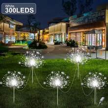 Bộ 4 đèn LED năng lượng mặt trời hình pháo hoa 240/320W, đèn trang trí năng lượng mặt trời thông minh cảm biến ánh sáng, chống nước IP44, 8 chế độ chiếu sáng pháo hoa, thích hợp cho đường phố thương mại, vỉa hè, sân vườn, tiệc tùng, đám cưới và các trang trí ngày lễ khác cũng như trang trí phông nền chụp ảnh/lối đi (Trắng/Nhiều màu/Ấm) - Nhiều màu - Xem 22