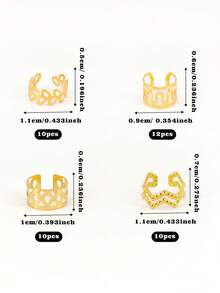 42pcs Metal Minimalist Fashion Hair Ties, Charm Hair Beads, Openable Personalized Hair Accessories,Summer,Holiday,Travel - Gold - View 7