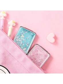 1pc Cute Student Double-Sided Magnifying Makeup Mirror, Portable Folding Compact Mirror With Dreamlike Glitter, Suitable For Girls - Multicolor - View 8