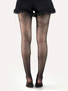 Ultra-Thin Diamond Grid & Polka Dot Silver Thread Pantyhose, Sexy Slimming Stockings, High Elasticity & Snag Resistant - Multicolor - View 5