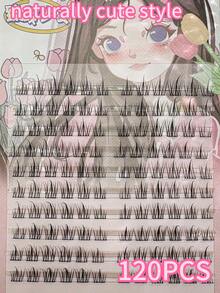 120 Pieces Of Natural-Looking Three-Segment Segmented False Eyelashes, Suitable For Beginners, Beginner-Friendly, Eyelash Clusters, Single-Piece False Eyelashes, False Eyelashes - C - View 3