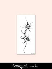 Pegatina de tatuaje mágico semipermanente de jugo de hierbas, tatuaje simple mini para mujeres, pegatina de tatuaje de patrón geométrico abstracto, tatuajes de festival, tatuaje semipermanente impermeable y no reflectante de 7-14 días, pegatina de tatuaje semipermanente para muñeca, hombro, cuello, clavícula y Body, 1 hoja - Azul - Ver 4