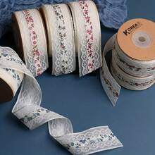 Vải ren rỗng họa tiết hoa, khổ 1/5 thước Anh, dùng để tự làm nơ, phụ kiện tóc, ren thêu, ruy băng trang trí, gói quà, trang trí hoa, may vá và làm đồ thủ công cho người mới bắt đầu. - nhiều màu - Xem 4