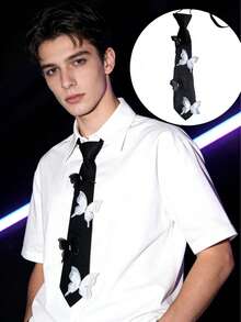 1件男女通用拉链领结领带，深色系，适合日常佩戴、派对和聚会等场合。 - 彩色 - 查看 1