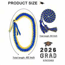 2026届毕业花环，双股编织丝带项链，可作礼金花环、毕业荣誉绶带，手工制作，祝贺毕业生，毕业装饰，2026届荣誉绶带，男女通用毕业礼物，高级纪念品，毕业装饰，毕业配饰，毕业花环配饰，蓝白毕业花环，2026届毕业生，毕业花环，学生礼物，派对用品 - 彩色 - 查看 5